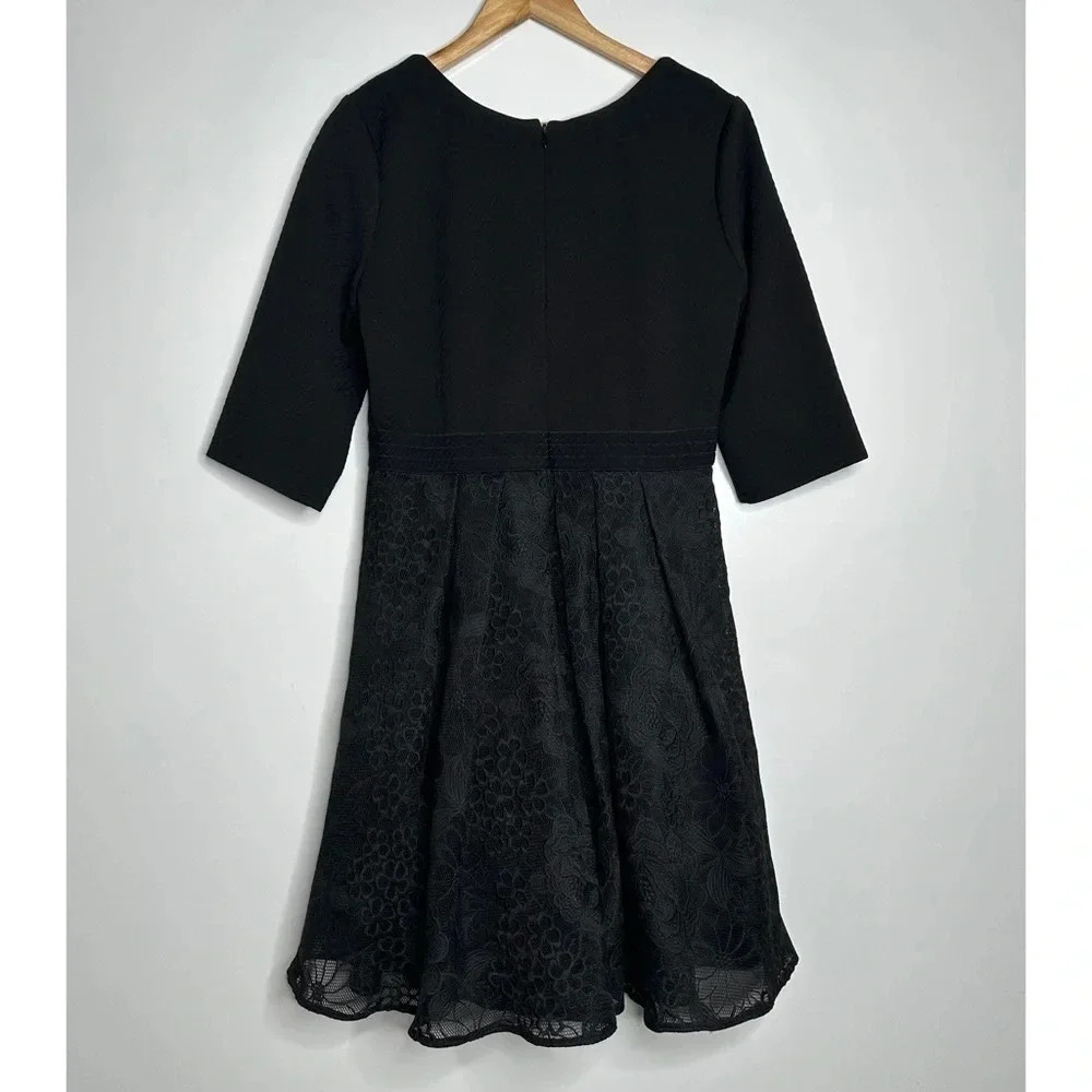 Plenty By Tracy Reece Anthropologie Black Eliza Fit & Flare Dress Size 12 - Picture 9 of 13